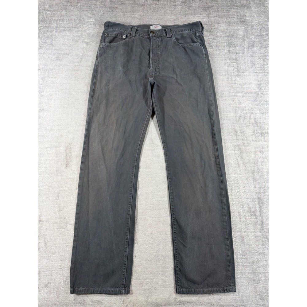 Levis Jeans Mens 34x32 Gray Denim Vintage Y2K 501 Straight Leg Button Fly